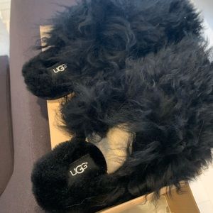Ugg Mongolian Lamb fluffy slide slippers